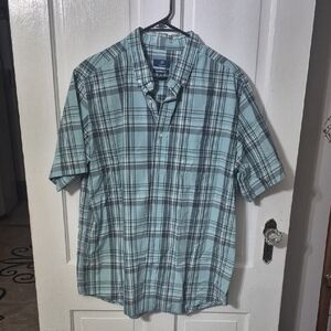 Men's Light Blue Plaid Button Down Shirt
